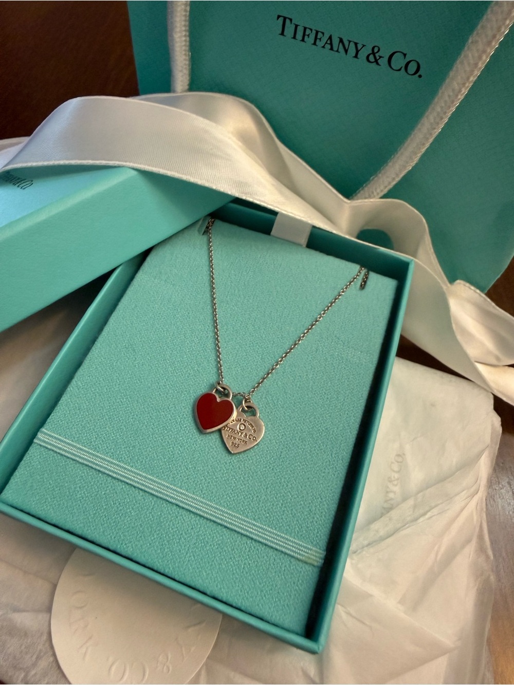 24 HR SALE Tiffany & Co. Return to Tiffany Double Heart Mini With Diamond